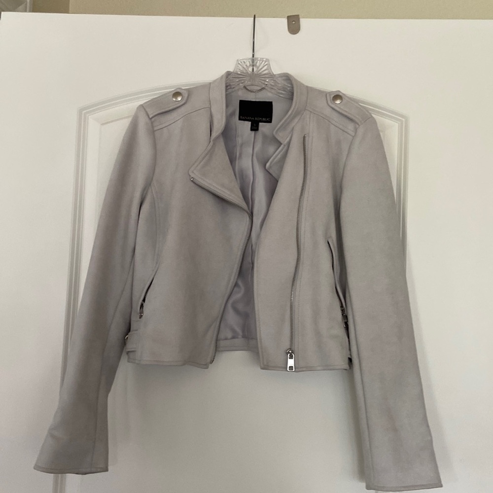 Suede moto jacket.